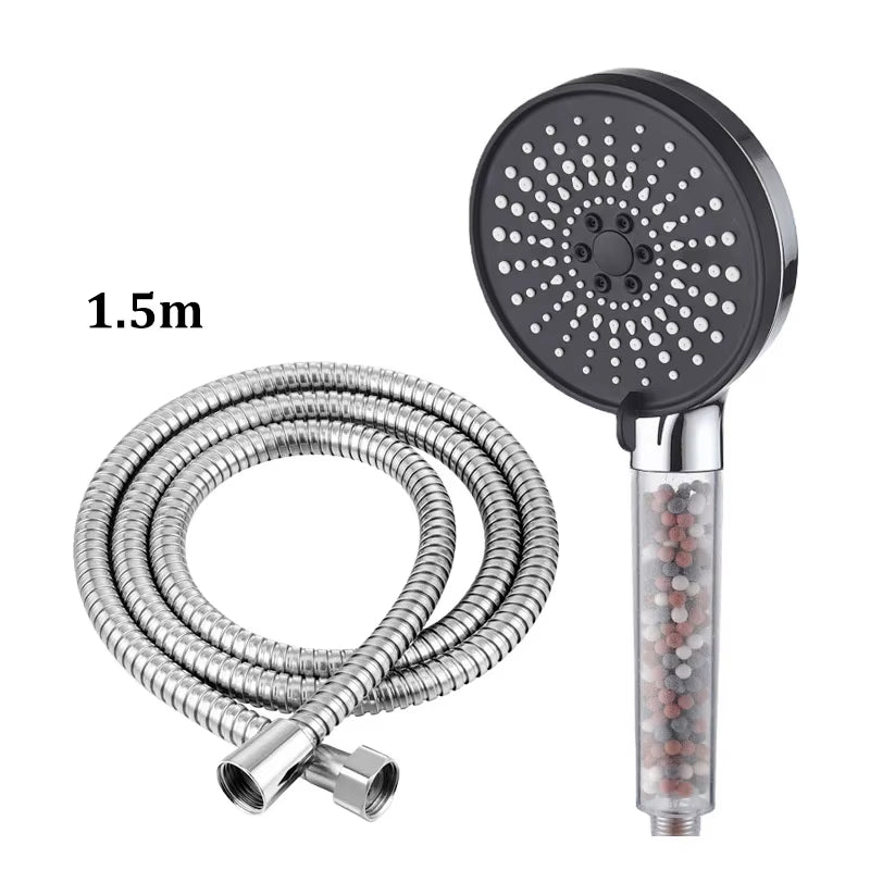 5-Speed Water Adjustment Filter Shower Head High Pressure Negative Ion Hard Water Softening Shower Head Set