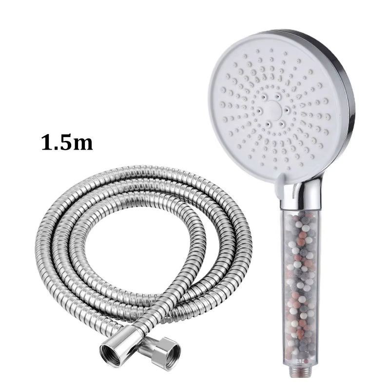5-Speed Water Adjustment Filter Shower Head High Pressure Negative Ion Hard Water Softening Shower Head Set
